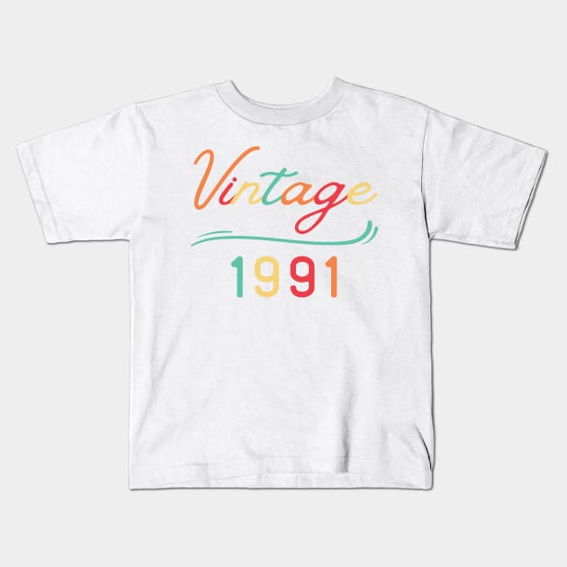 Vintage 1991 Kids T-Shirt by HobbyAndArt